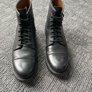 Frye Dylan Cap Toe Black Leather Lace Up Boots